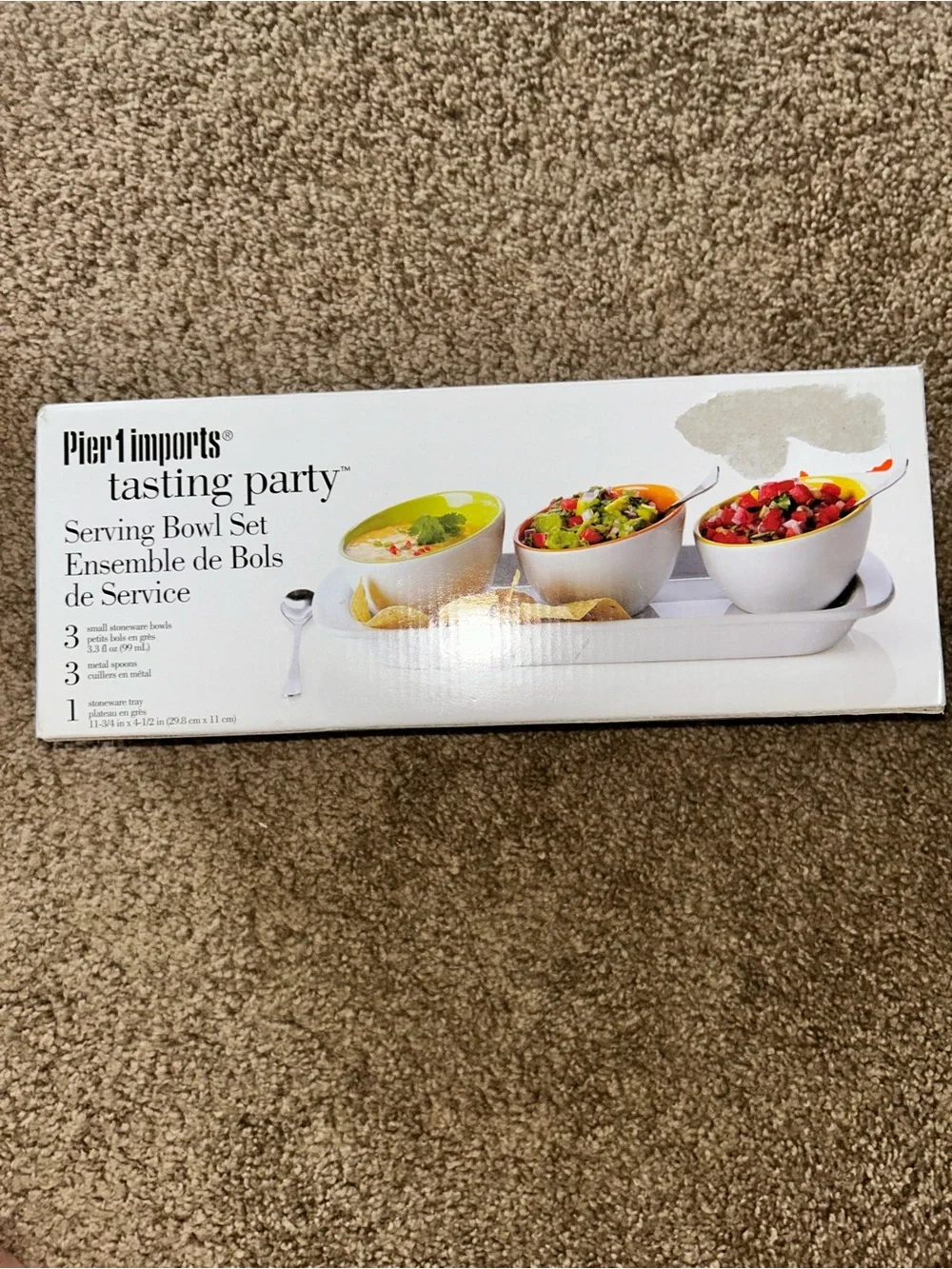 Pier 1 Imports Tasting Party Serving Bowl Set 3 Ceramic Bowls 1 Tray